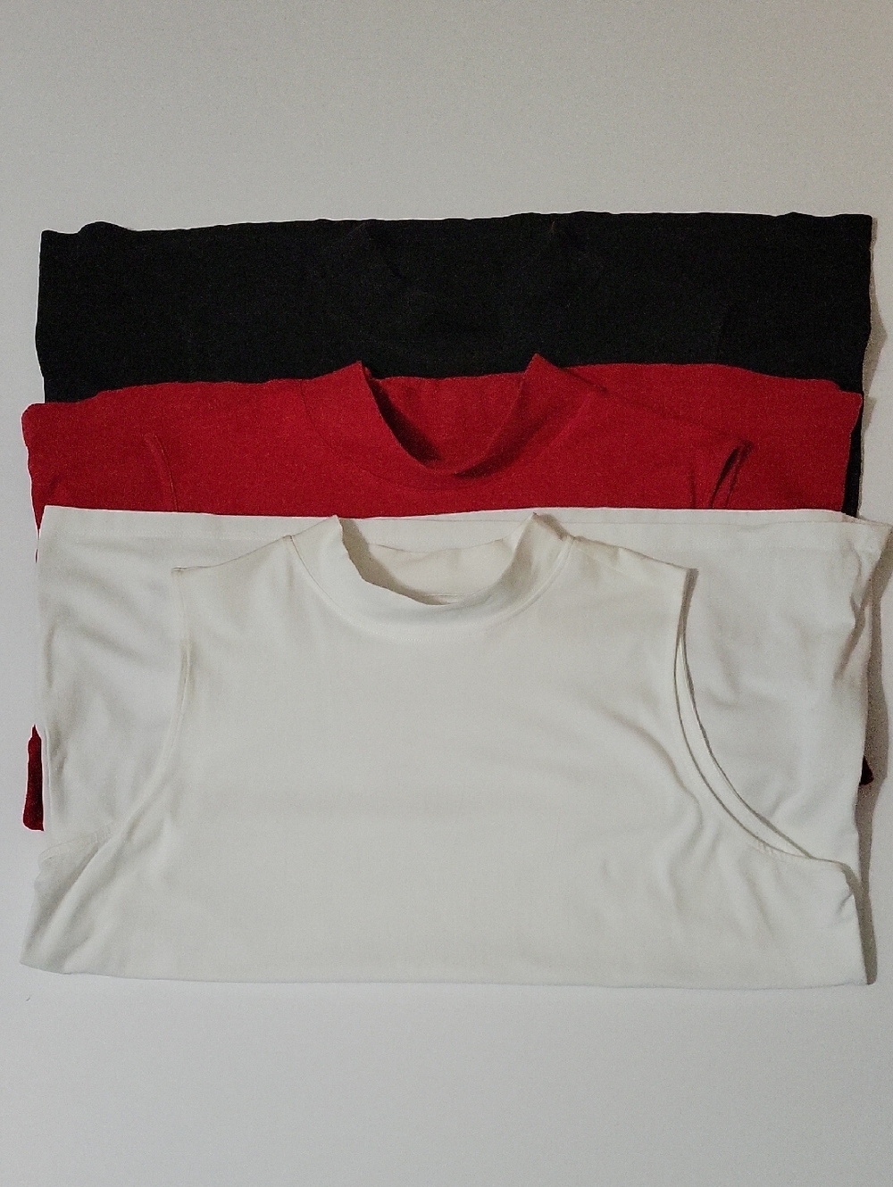 CJ Banks Classic Mockneck Tee Bundle in White, Red, Black, Size 2X